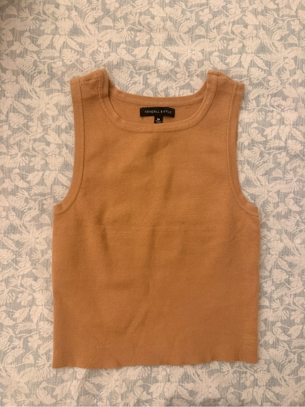 Kendall & Kylie Ribbed Knit Camel Tank